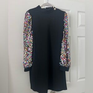 Black Dress with Sequin Sleeves